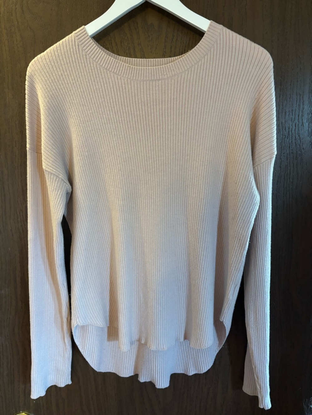 Express Light Blush Ribbed Crewneck Sweater